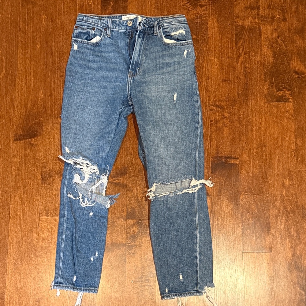 Abercrombie & Fitch Ripped Blue Boyfriend Jeans